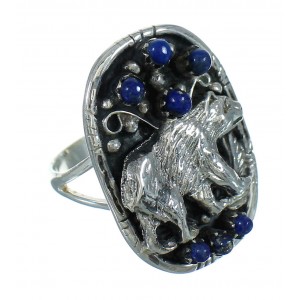 Lapis Authentic Sterling Silver Southwestern Bear Ring Size 8-1/4 YX81555