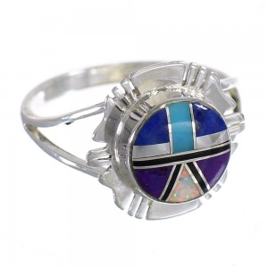 Southwestern Multicolor Genuine Sterling Silver Ring Size 7-1/2 WX79966