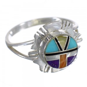 Southwestern Multicolor And Silver Jewelry Ring Size 7-1/2 YX71054