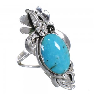 Turquoise Silver Southwest Flower Ring Size 4-1/2 YX79861