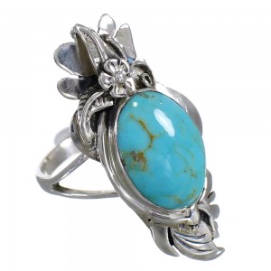 Turquoise And Sterling Silver Southwest Flower Ring Size 5-1/2 YX79875