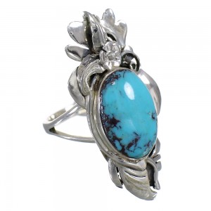 Southwest Silver And Turquoise Flower Ring Size 4-1/2 YX79899