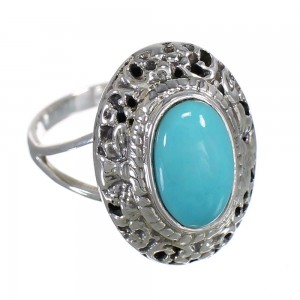 Southwest Silver Turquoise Ring Size 6-1/2 YX79918