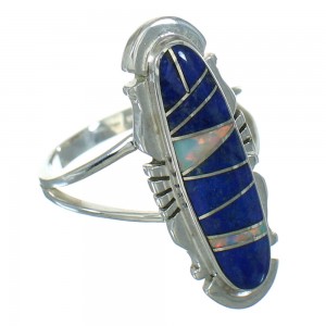Southwest Authentic Sterling Silver Lapis Opal Ring Size 6-3/4 QX81538