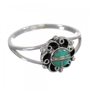 Southwestern Sterling Silver Turquoise And Opal Ring Size 4-1/2 RX83225