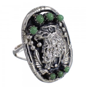 Genuine Sterling Silver Turquoise Eagle Ring Size 4-1/4 RX80376