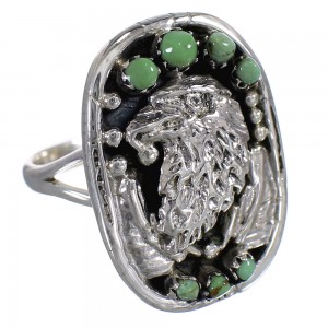 Sterling Silver Turquoise Southwest Eagle Ring Size 8-1/2 RX80449