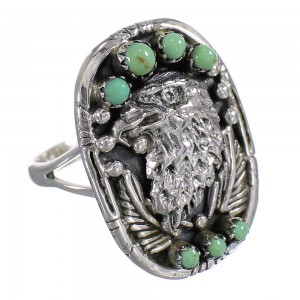 Turquoise Authentic Sterling Silver Eagle Ring Size 8 RX80489