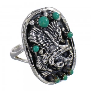 Southwest Sterling Silver Turquoise Eagle Ring Size 7 RX80491