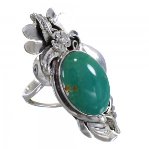 Turquoise And Silver Southwestern Flower Ring Size 5-3/4 YX73692