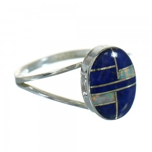 Lapis Opal Southwest Sterling Silver Ring Size 5-1/4 QX80115