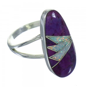 Magenta Turquoise Opal Silver Southwestern Ring Size 5-3/4 YX81963