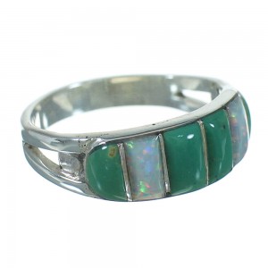 Southwest Silver Turquoise And Opal Ring Size 5 YX68825