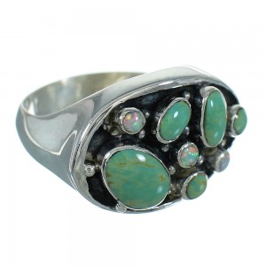 Southwest Silver Opal And Turquoise Jewelry Ring Size 7-1/4 YX68925