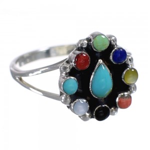 Southwestern Silver Multicolor Ring Size 4-1/2 YX70929