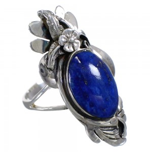 Southwest Lapis Sterling Silver Flower Ring Size 6 AX80181