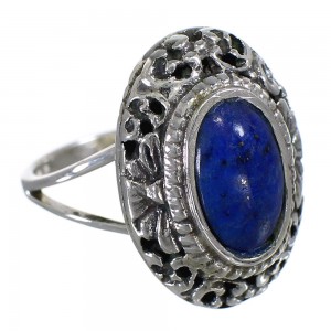 Southwest Lapis Sterling Silver Ring Size 7-1/2 AX80201