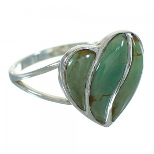 Silver And Turquoise Heart Southwest Ring Size 5-3/4 YX69576