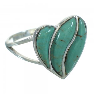 Turquoise And Silver Heart Southwest Ring Size 5-3/4 YX69579