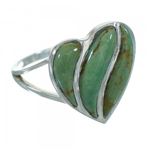 Turquoise And Sterling Silver Heart Southwestern Ring Size 5-1/4 YX69592