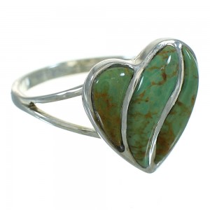 Southwest Turquoise And Sterling Silver Heart Ring Size 8-1/4 YX69599