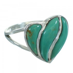 Southwestern Turquoise And Silver Heart Ring Size 5-3/4 YX69609