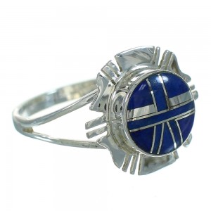 Sterling Silver Southwestern Lapis Inlay Jewelry Ring Size 5-1/2 AX73743