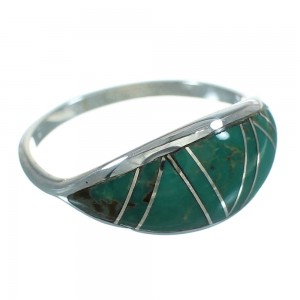 Southwest Turquoise Inlay Silver Ring Size 4-3/4 AX80762