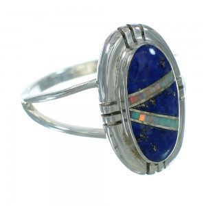 Genuine Sterling Silver Southwestern Lapis Opal Ring Size 4-1/2 QX83263