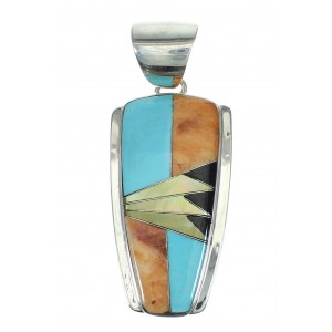Sterling Silver And Multicolor Inlay Southwest Pendant YX67507