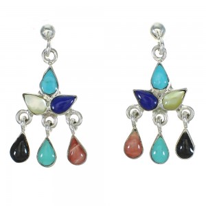 Silver Multicolor Southwest Post Dangle Earrings YX71487