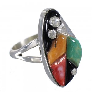 WhiteRock Multicolor Inlay And Genuine Sterling Silver Ring Size 6-1/2 WX82004