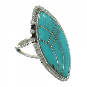 Southwest Turquoise Inlay And Sterling Silver Ring Size 5-1/2 WX79706