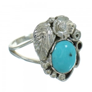 Southwestern Sterling Silver And Turquoise Flower Ring Size 5-1/4 WX79846