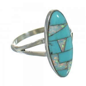 Sterling Silver Opal Turquoise Southwestern Ring Size 7-1/2 YX80486