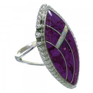 Genuine Sterling Silver Magenta Turquoise And Opal Inlay Southwest Ring Size 6-1/4 YX66825