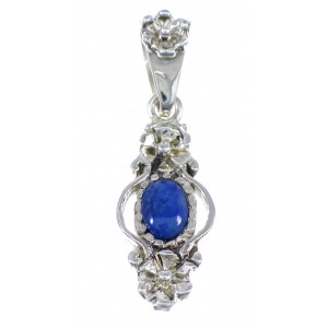 Southwest Lapis And Sterling Silver Flower Pendant YX67247