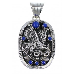 Lapis And Genuine Sterling Silver Southwestern Eagle Pendant YX67263