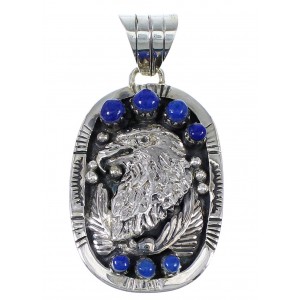 Lapis And Genuine Sterling Silver Southwest Eagle Pendant YX67265