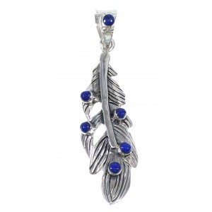Genuine Sterling Silver And Lapis Southwestern Feather Pendant YX67284