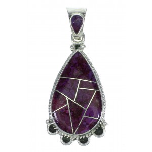 Magenta Turquoise And Authentic Sterling Silver Teardrop Southwest Pendant YX67036