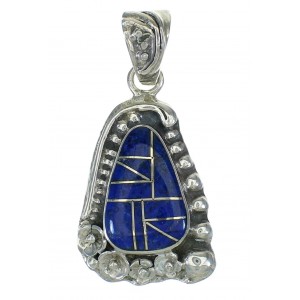 Southwestern Sterling Silver And Lapis Flower Pendant YX67366