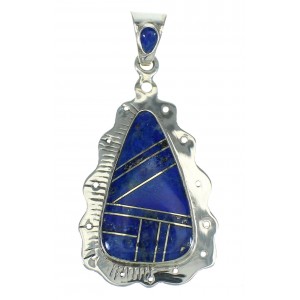 Genuine Sterling Silver And Lapis Southwestern Slide Pendant YX67396