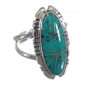 Turquoise Southwest Silver Ring Size 6-1/2 AX94279