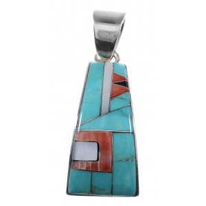 Authentic Sterling Silver And Multicolor Southwestern Pendant YX94742