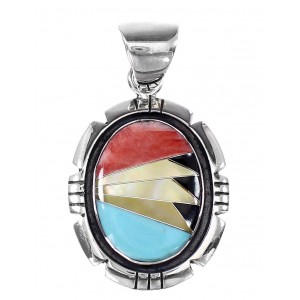 Multicolor Inlay Genuine Sterling Silver Pendant YX94426