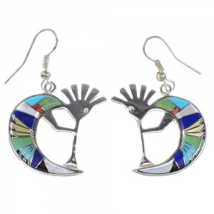 Multicolor Silver Southwest Kokopelli Hook Dangle Earrings YX94628