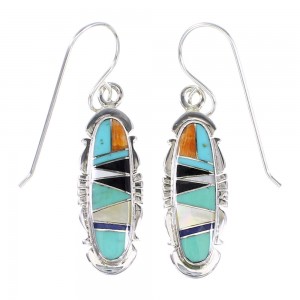 Southwest Silver Multicolor Hook Dangle Earrings YX94630