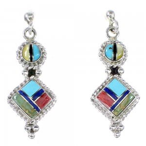 Authentic Sterling Silver Multicolor Jewelry Post Dangle Earrings RX95095