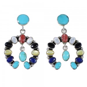 Sterling Silver Multicolor Southwestern Naja Post Dangle Earrings AX94899